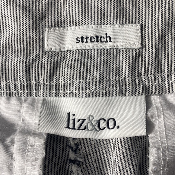Liz & Co Women’s Blue & White Pinstripe Stretch Capris Pants Size 12 - Picture 3 of 13